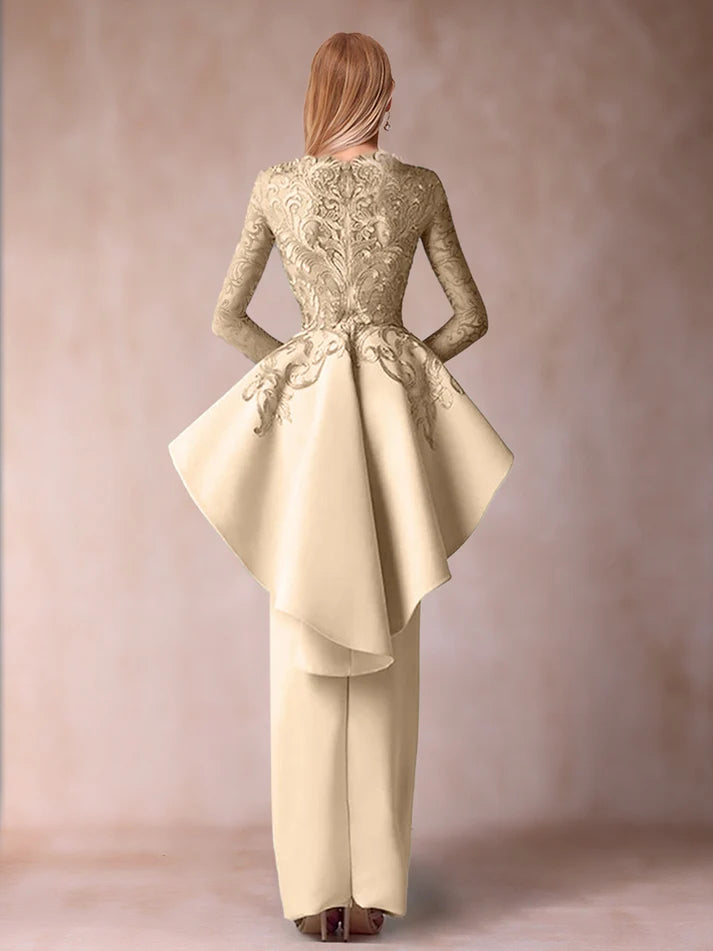Column Scoop Long Sleeves Retract Your Waist Mother of the Bride Dresses